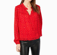 Sail To Sable - Lurex Ruffle Front Top