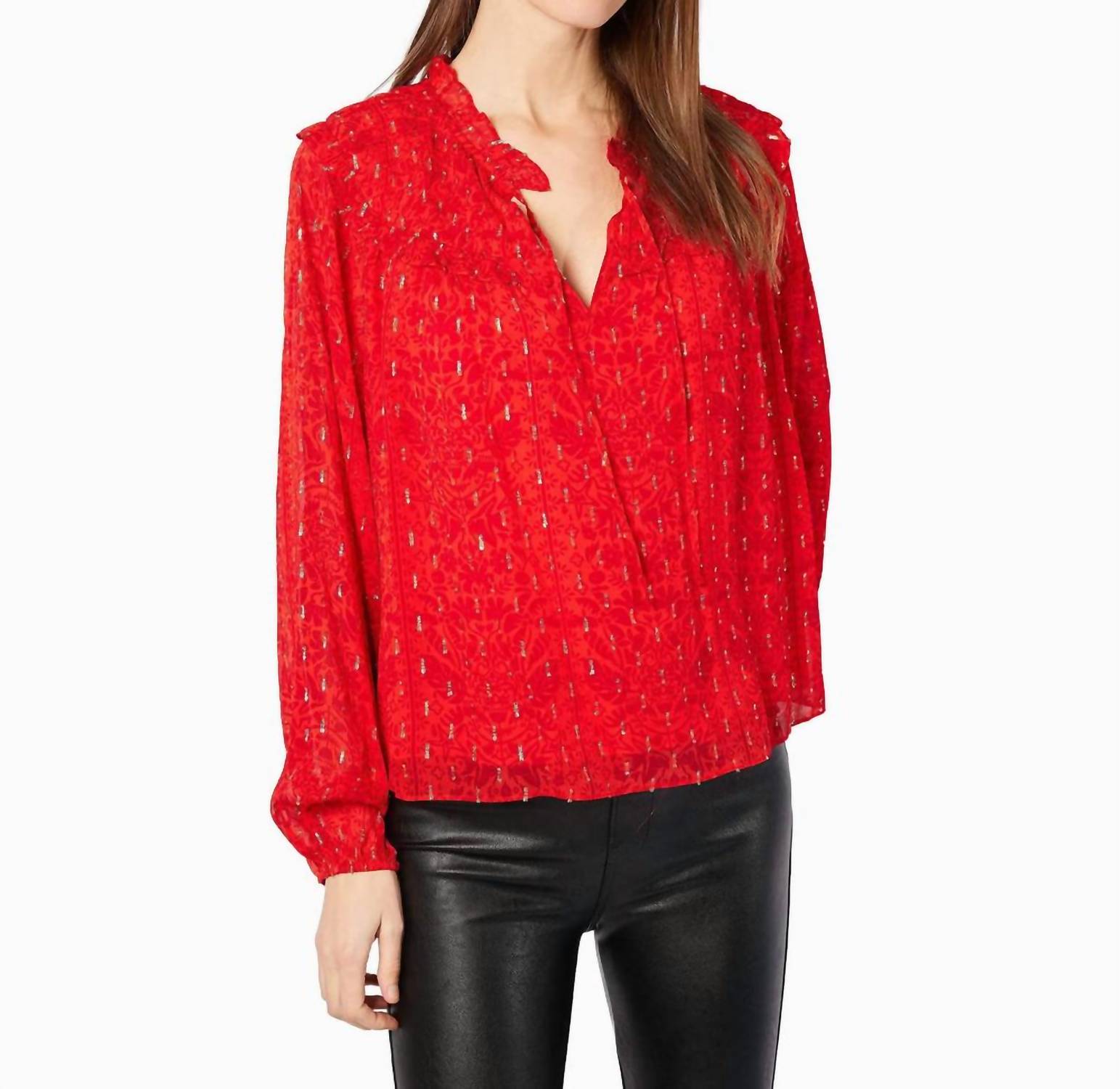 Sail To Sable - Lurex Ruffle Front Top