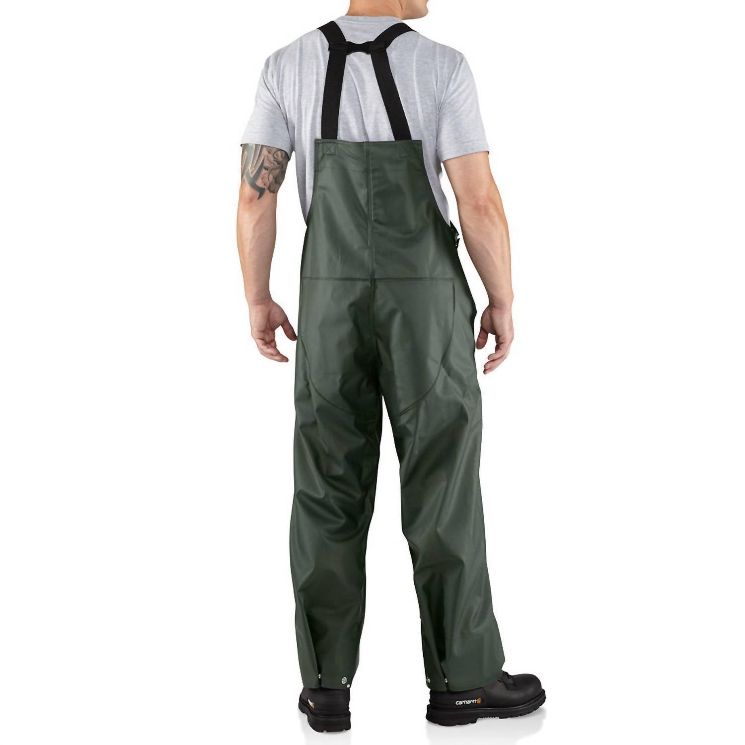 carhartt Pvc Rain Bib Overalls in green - women's jeans - detail view
