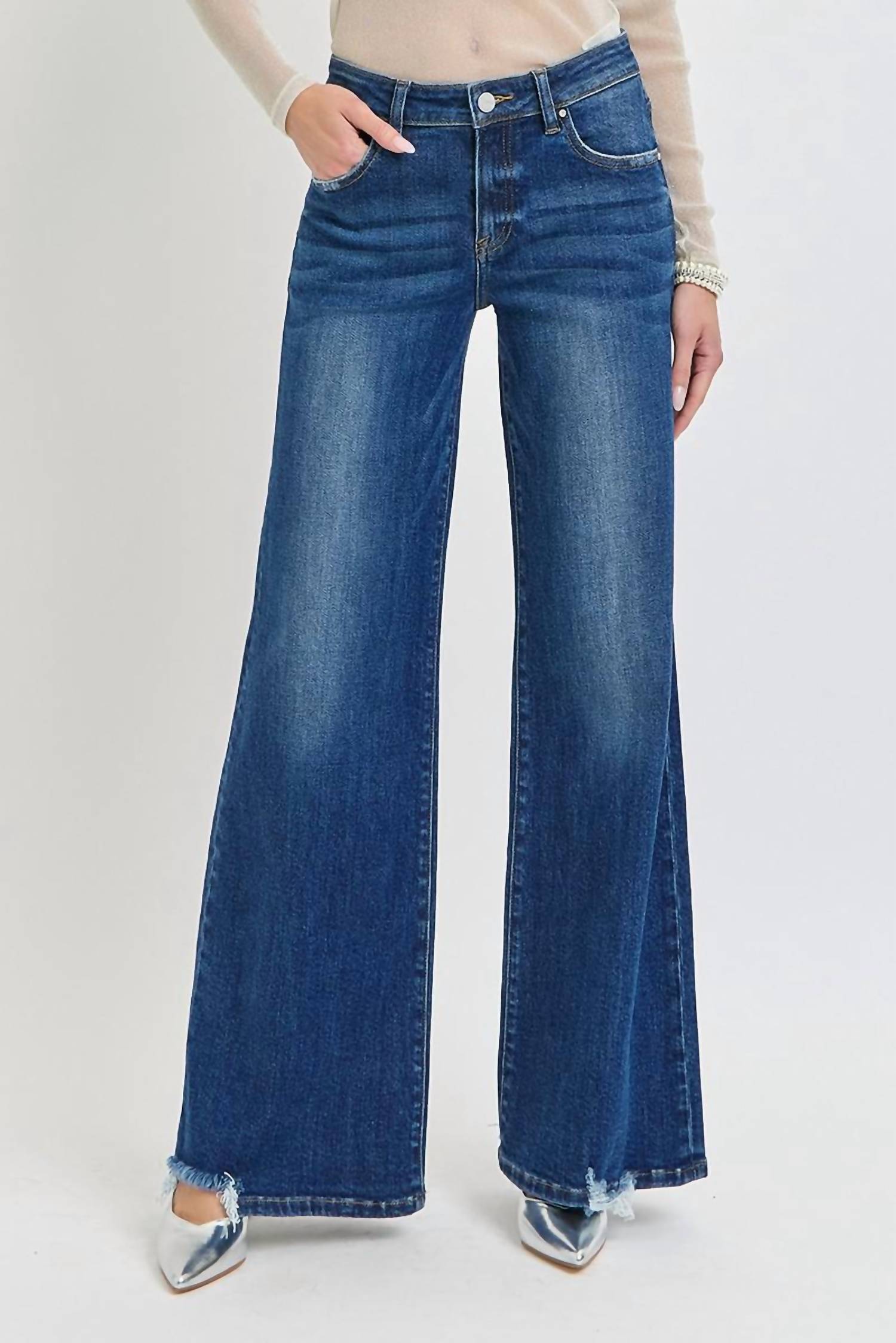 RISEN Mid Rise Wide Leg Jeans - women's jeans - alternate view