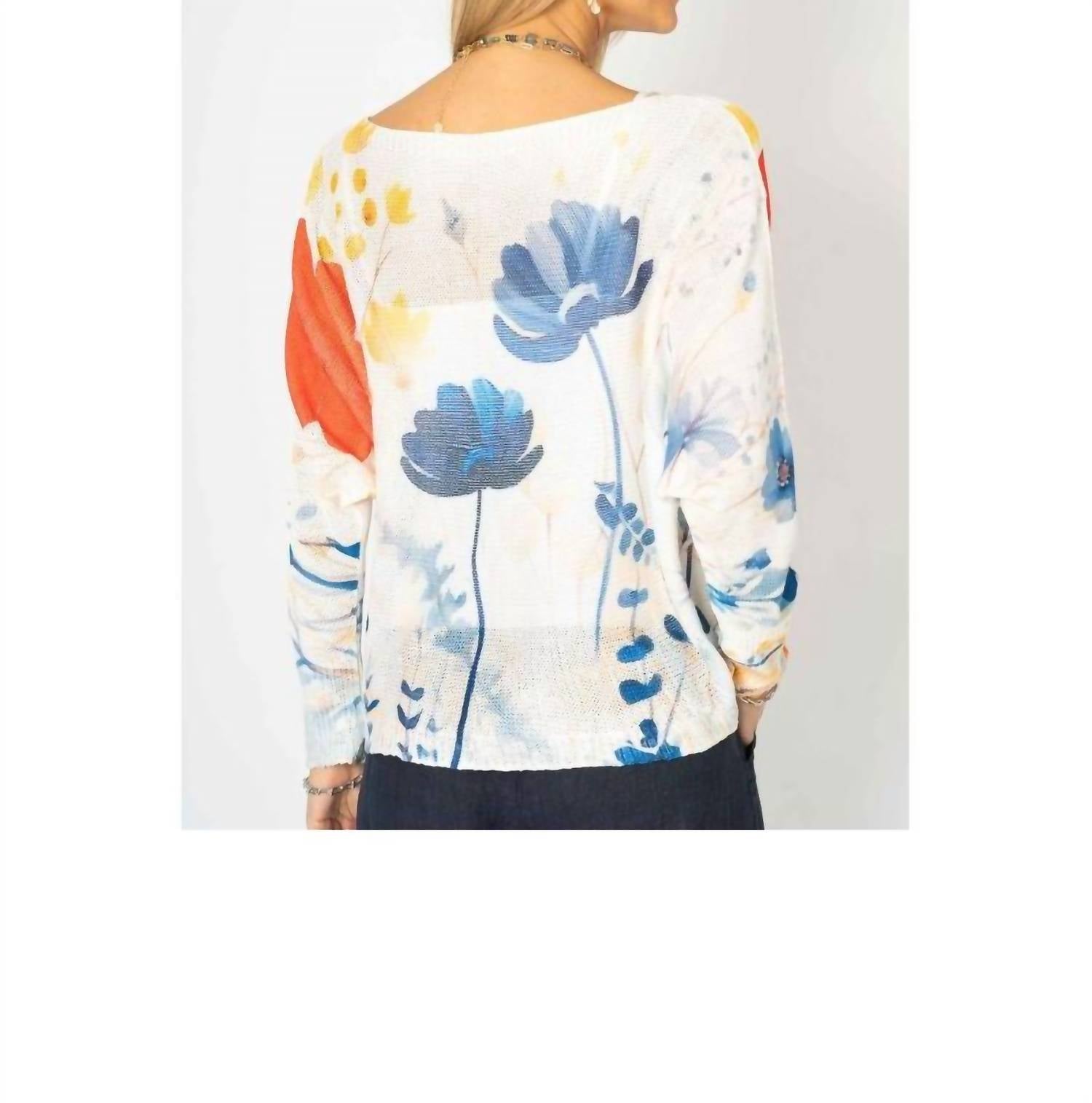 Look Mode Usa - Italian Floral Batwing Sweater