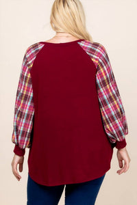Super Lady - Plaid Puff Sleeve Top (plus)