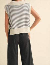 Miou Muse - Stripe Collar Knit Top