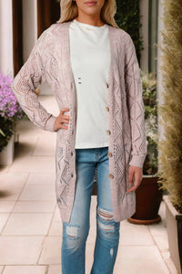 Threaded Pear - Mckenzie Hollow-out Openwork Knit Cardigan