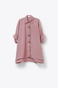 Q2 - Oversized Striped Poplin Blouse With Starfish Buttons