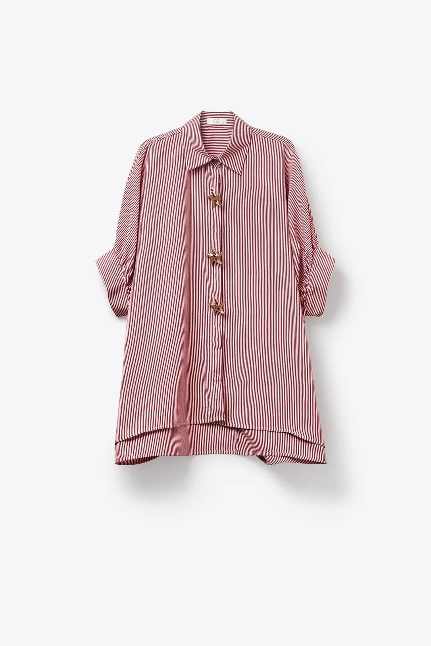 Q2 - Oversized Striped Poplin Blouse With Starfish Buttons
