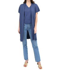 Kinross Long Sleeveless Cardigan in indigo - women's cardigan