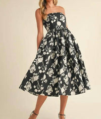 Klesis - Strapless Flare Midi Dress
