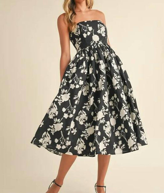 Klesis - Strapless Flare Midi Dress