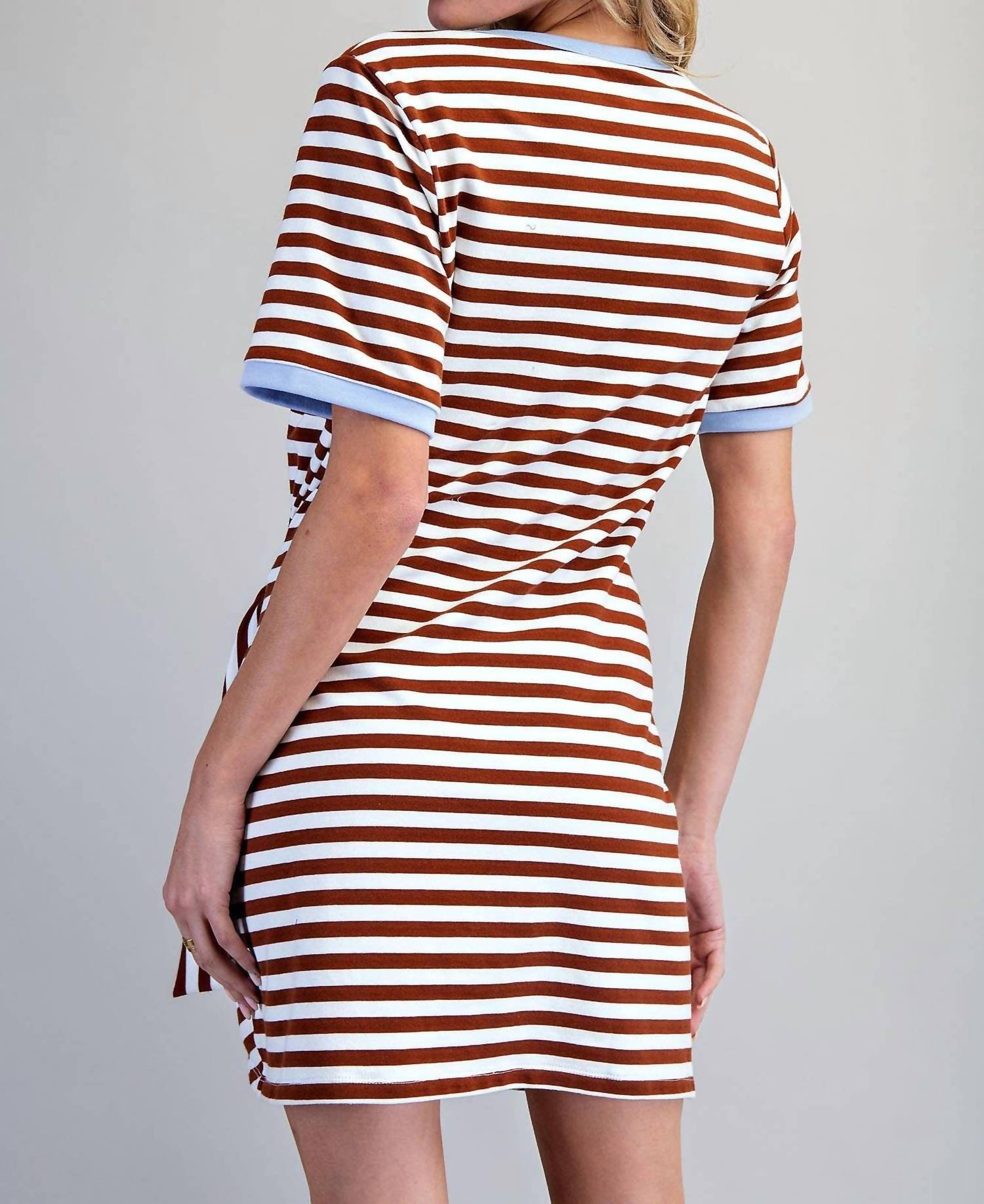 Peace Love Line - Striped Waist Tie Mini Dress