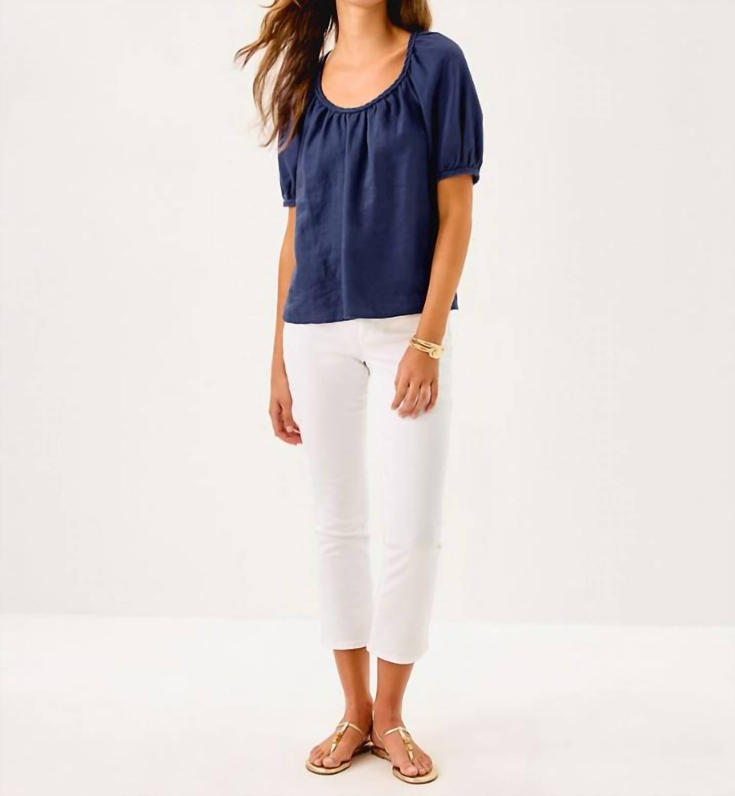 Lilly Pulitzer Calais Short Sleeve Top in sapphire pool - women's blouse - view 5