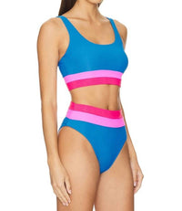Beach Riot Mackenzie Sports Bra in orchid colorblock - women's intimate - detail view