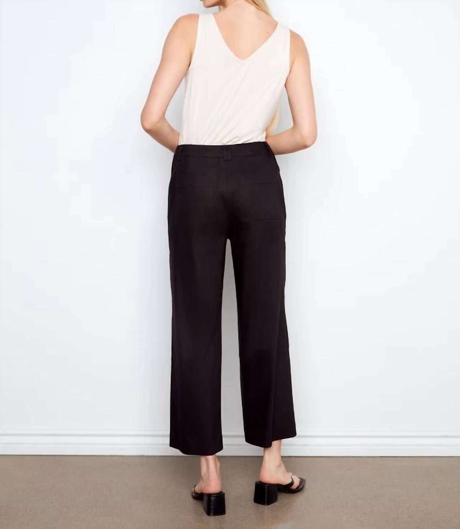 Charlie B - Stretch Linen Wide Leg Button Front Pants