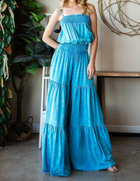 Oli & Hali - Mineral Washed Ruffled Wide Fit Jumpsuit