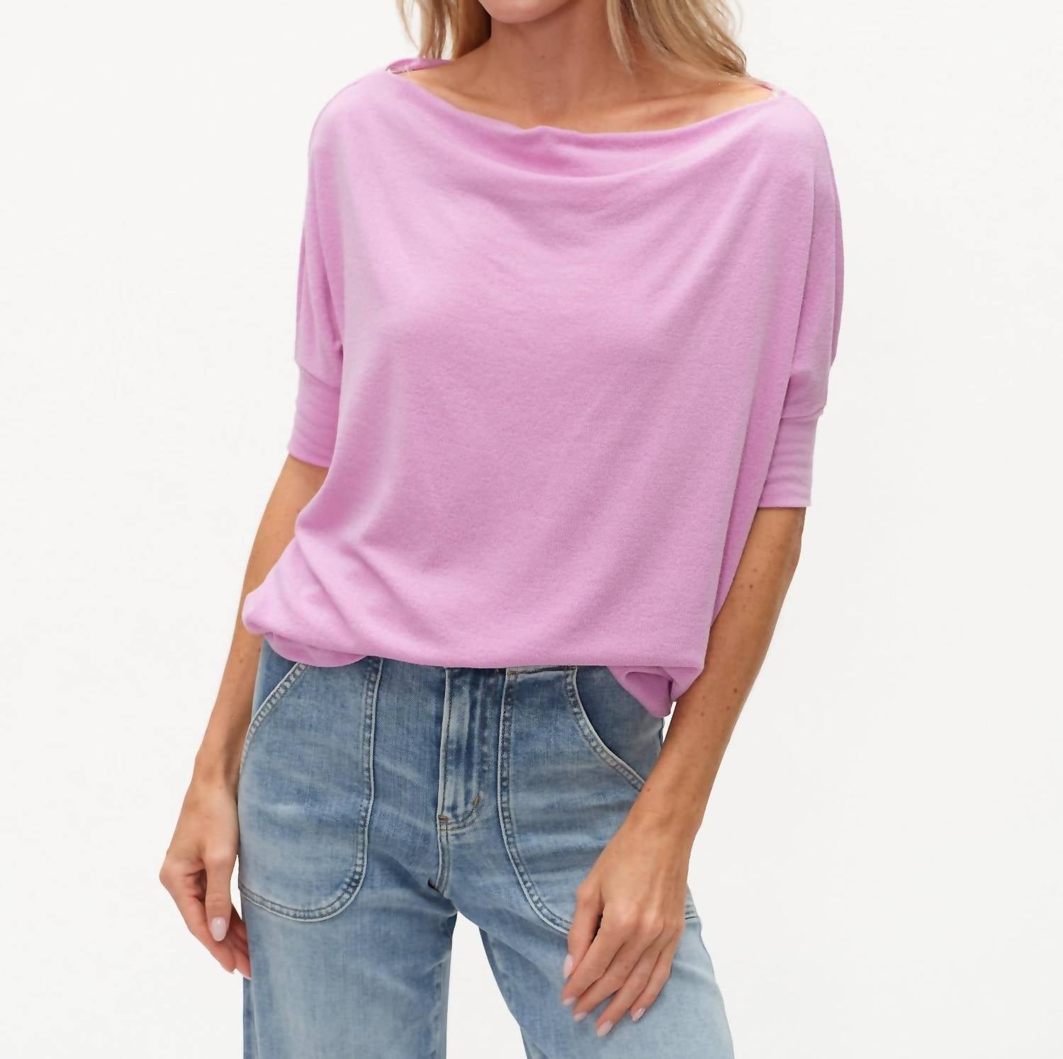 SIX/FIFTY Short Sleeve Anywhere Top in violet - women's t-shirt