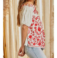 Andree By Unit - Floral Embroidered Off the Shoulder Blouse