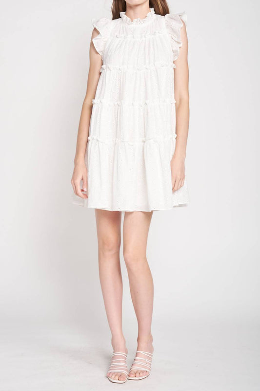 En Saison - Kiko Eyelet Tiered Mini Dress