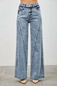 Saige Denim - Wide Leg Seam Detail Jeans