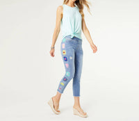 Coco + Carmen - OMG Skinny Capri with Floral Side Embroidery