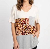 Entro - Leopard And Stripe Block Top