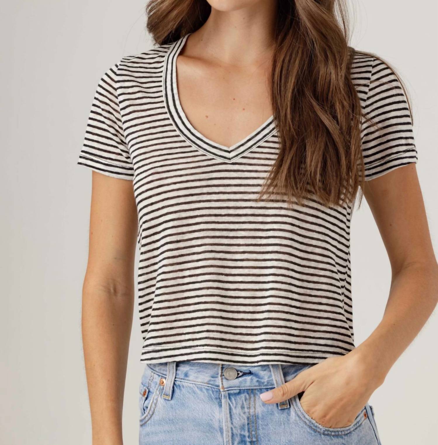 Sundays - Stripe Linen Sister Tee