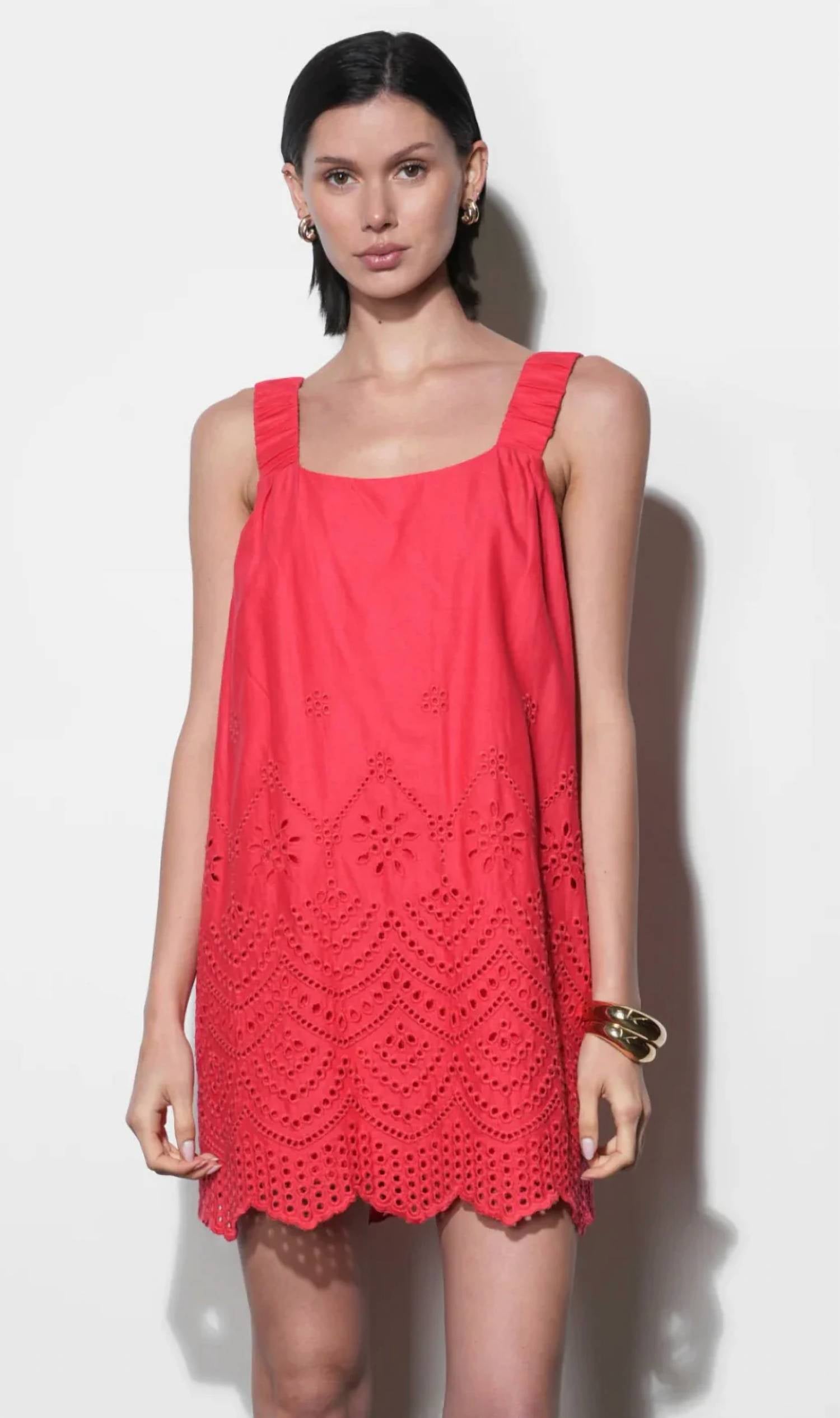 Greyline - Kallie Linen Blend Embroidered Mini Dress