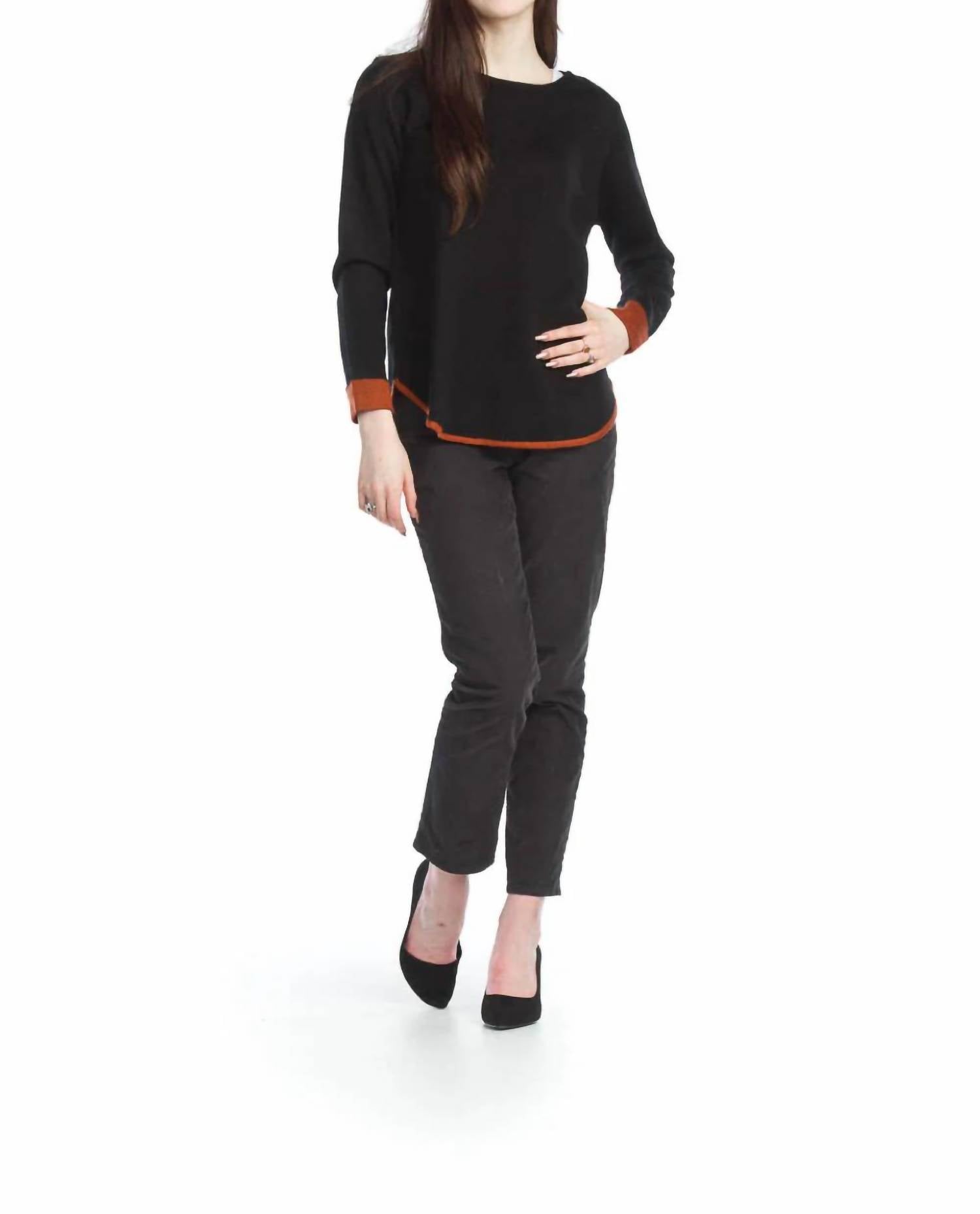Papillon - Heathered Sweater With Contrast Trim & Cuff