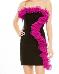 Mac Duggal - Strapless Ruffle Detail Mini Dress