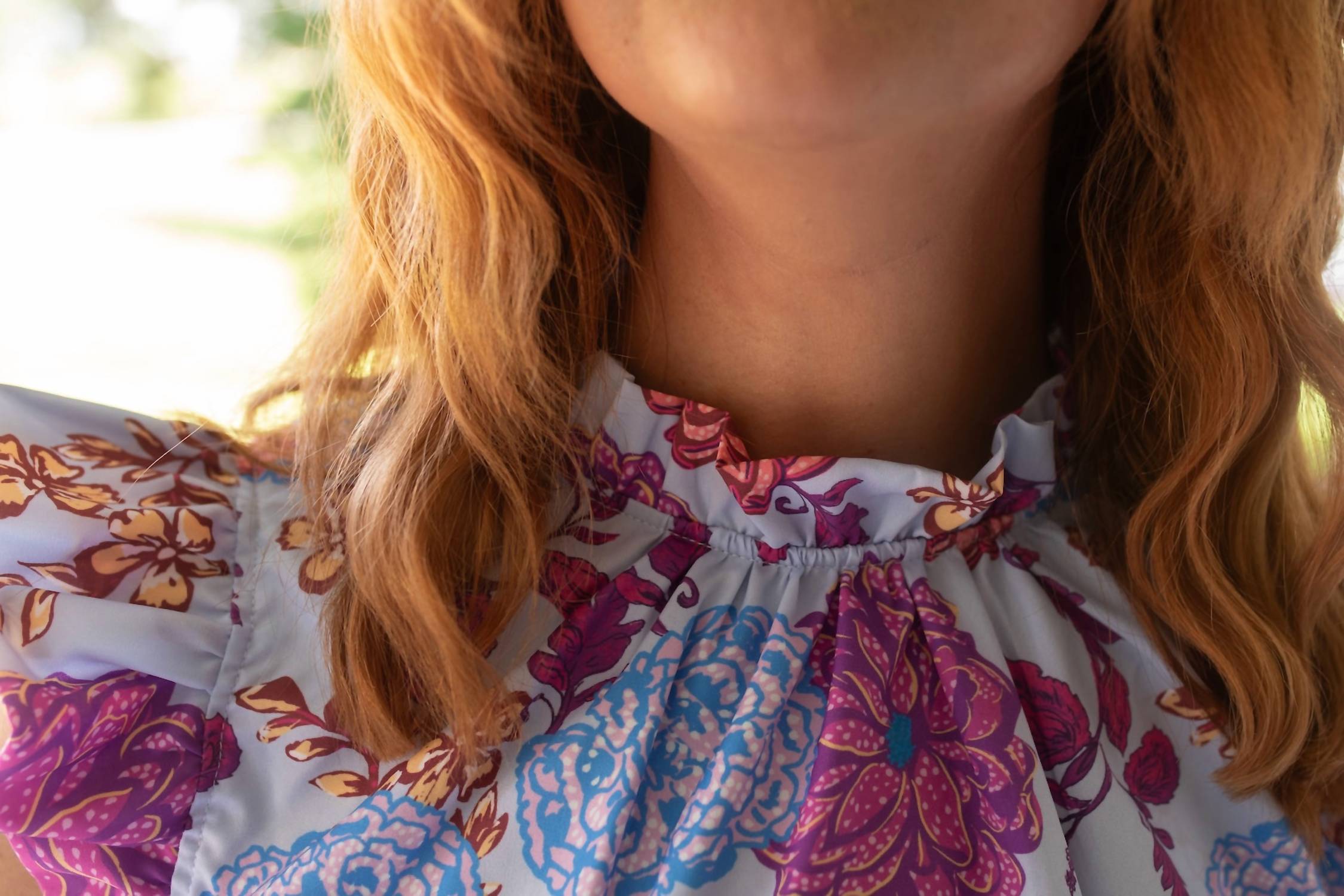 umgee Poppy Floral Blouse in blue - women's blouse - alternate view