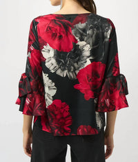 Joseph Ribkoff - Floral Print Boat Neck 3/4 Sleeves Top