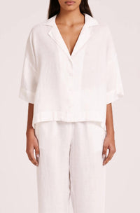Nude Lucy Lounge Linen Shirt Top in white - women's blouse