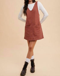 AnnieWear Sierra Mini Denim Dress in red - women's dress - alternate view
