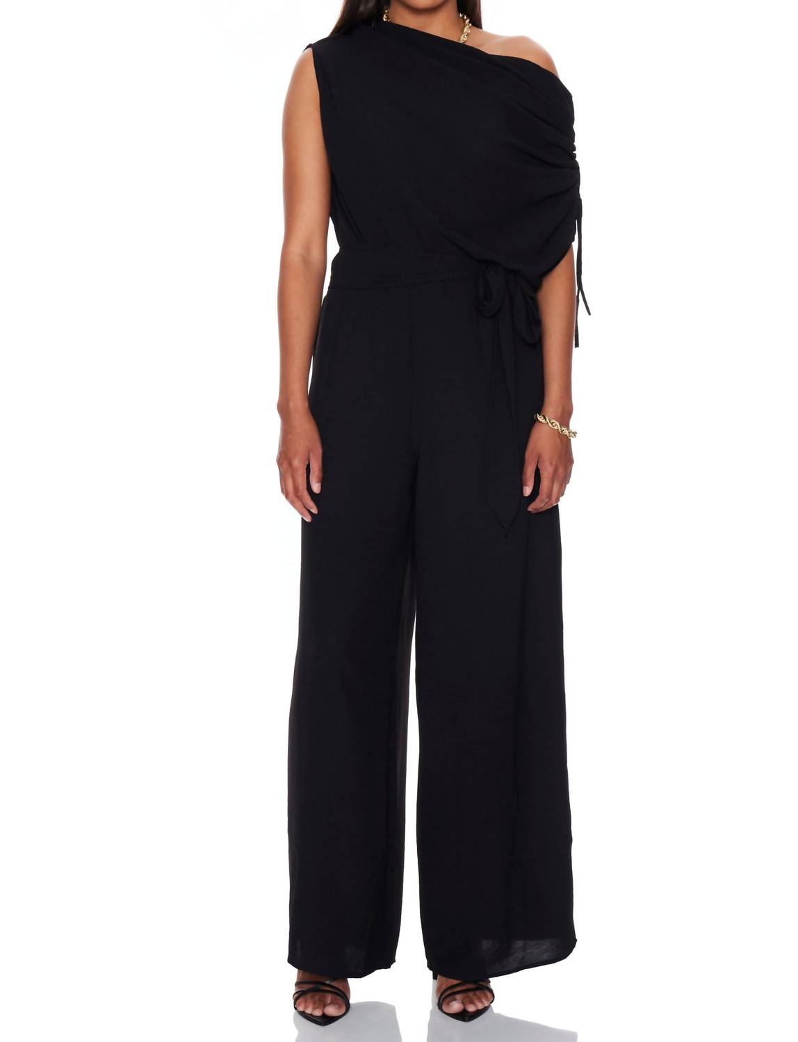 bishop + young Solerno One Shoulder Top in black - women's blouse - detail view