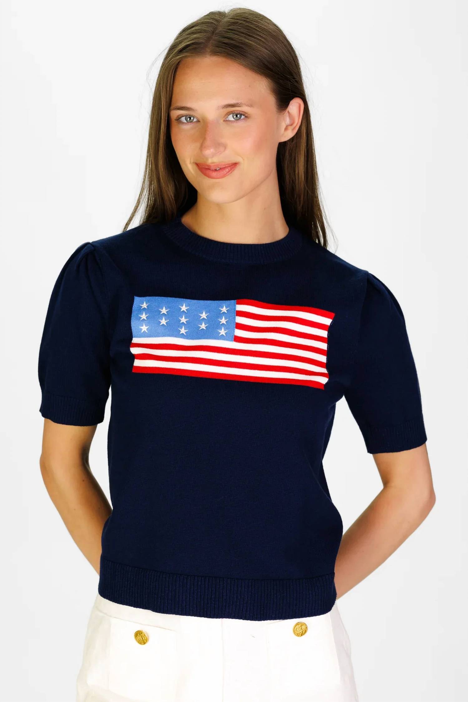 Duffield Lane - Puff Sleeve Flag Sweater