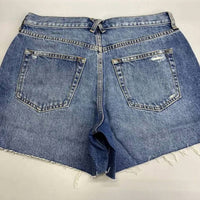 ALEX MILL Women's Frayed Hem Mini Shorts in venice wash - women's shorts - detail view