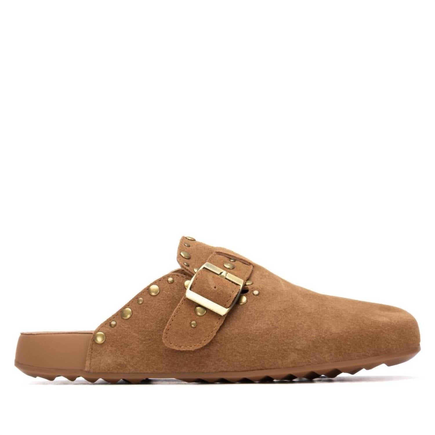 Xti Women's Suede Clog Shoes in camel - women's shoe