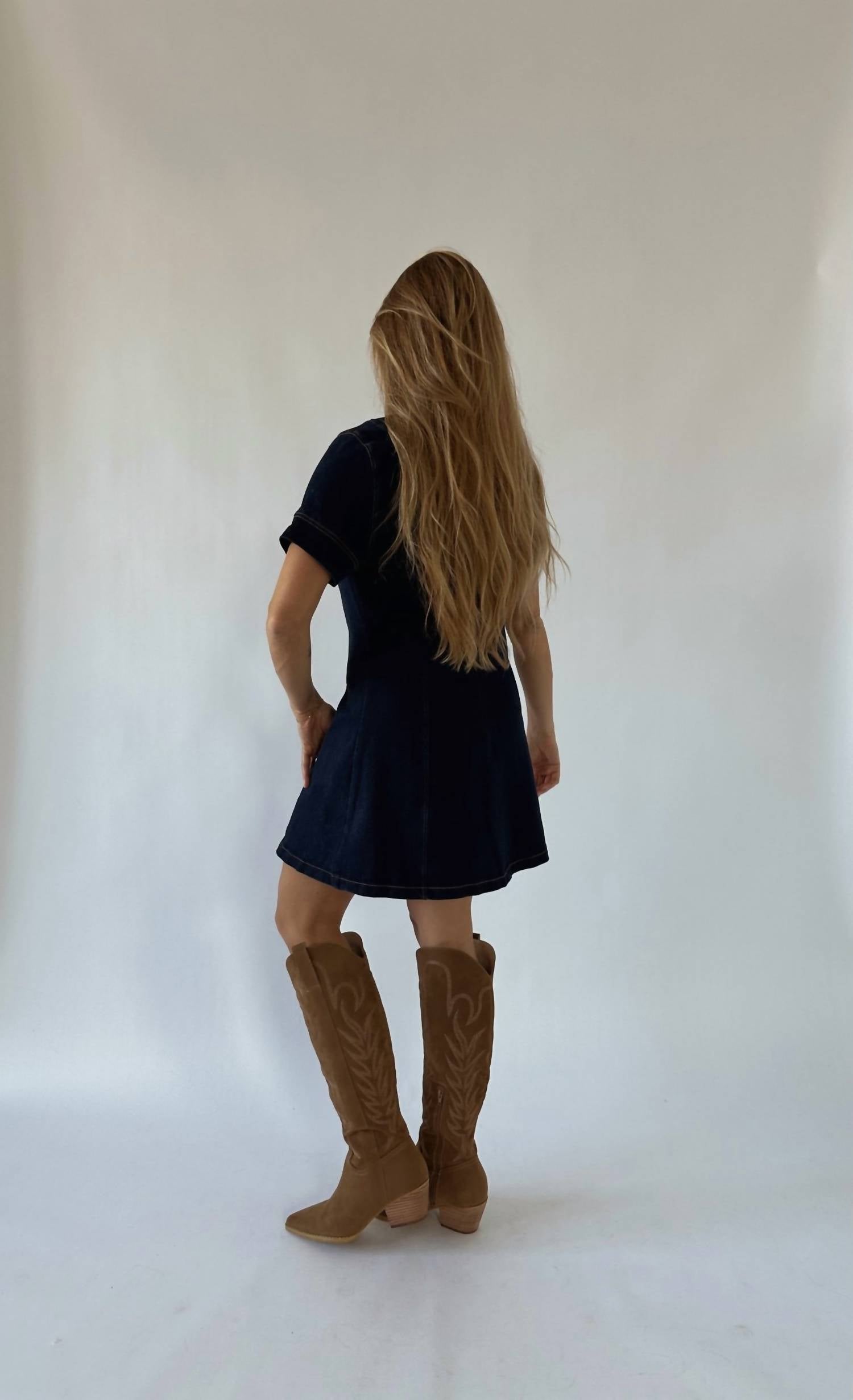 Blue Blush - Madison Short Sleeve Denim Dress