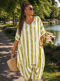 Luukaa - Striped Tuck Front Dress