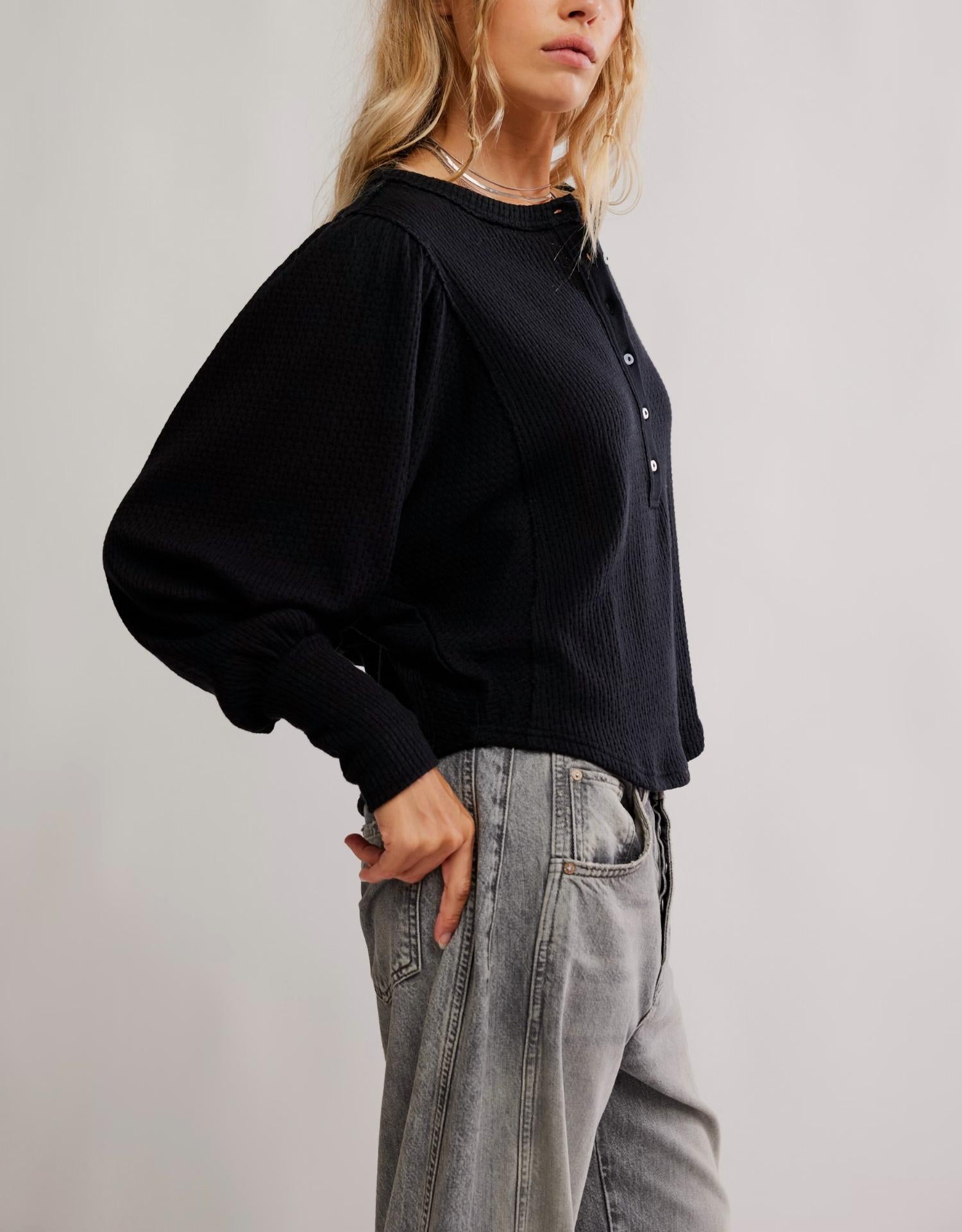 Free People Quinn Knit Top in black - women's top - view 4