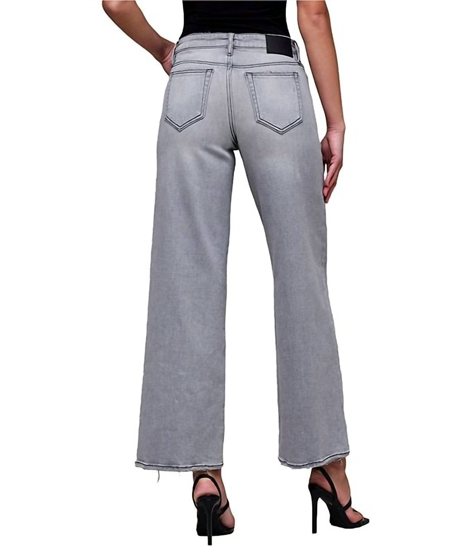 HIDDEN Nori High Rise Super Wide Leg Denim Jeans in grey - women's jeans - alternate view