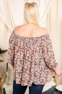 Davi & Dani - Floral Smocked Off Shoulder Top