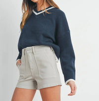 Just Black Denim - High Rise Utility Cargo Shorts