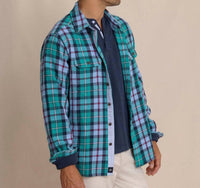 SOUTHERN TIDE Beach Bluff Plaid Twill Shirt in spruce shade 1 - men's shirt - detail view