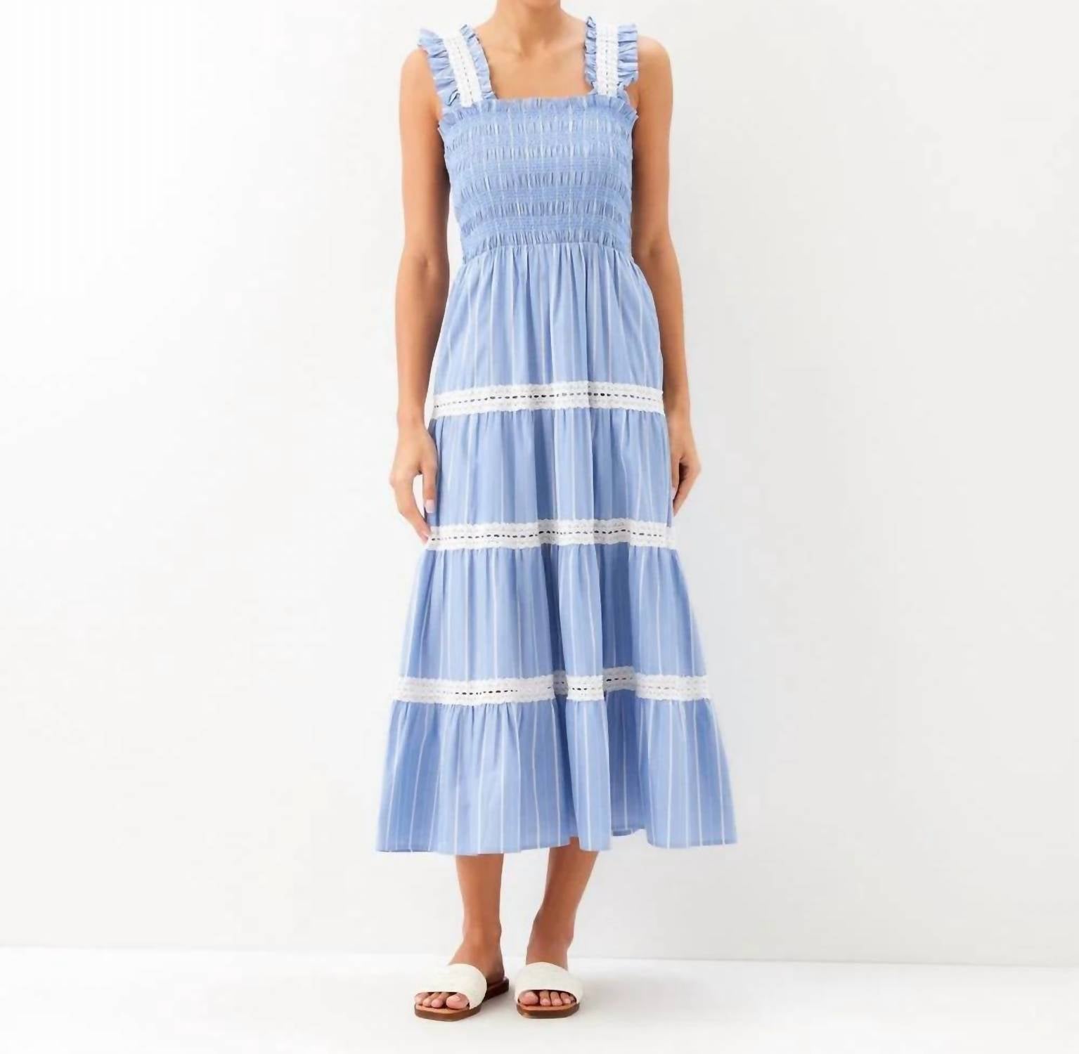 Karen Kane - Stripe Sleeveless Tiered Midi Dress