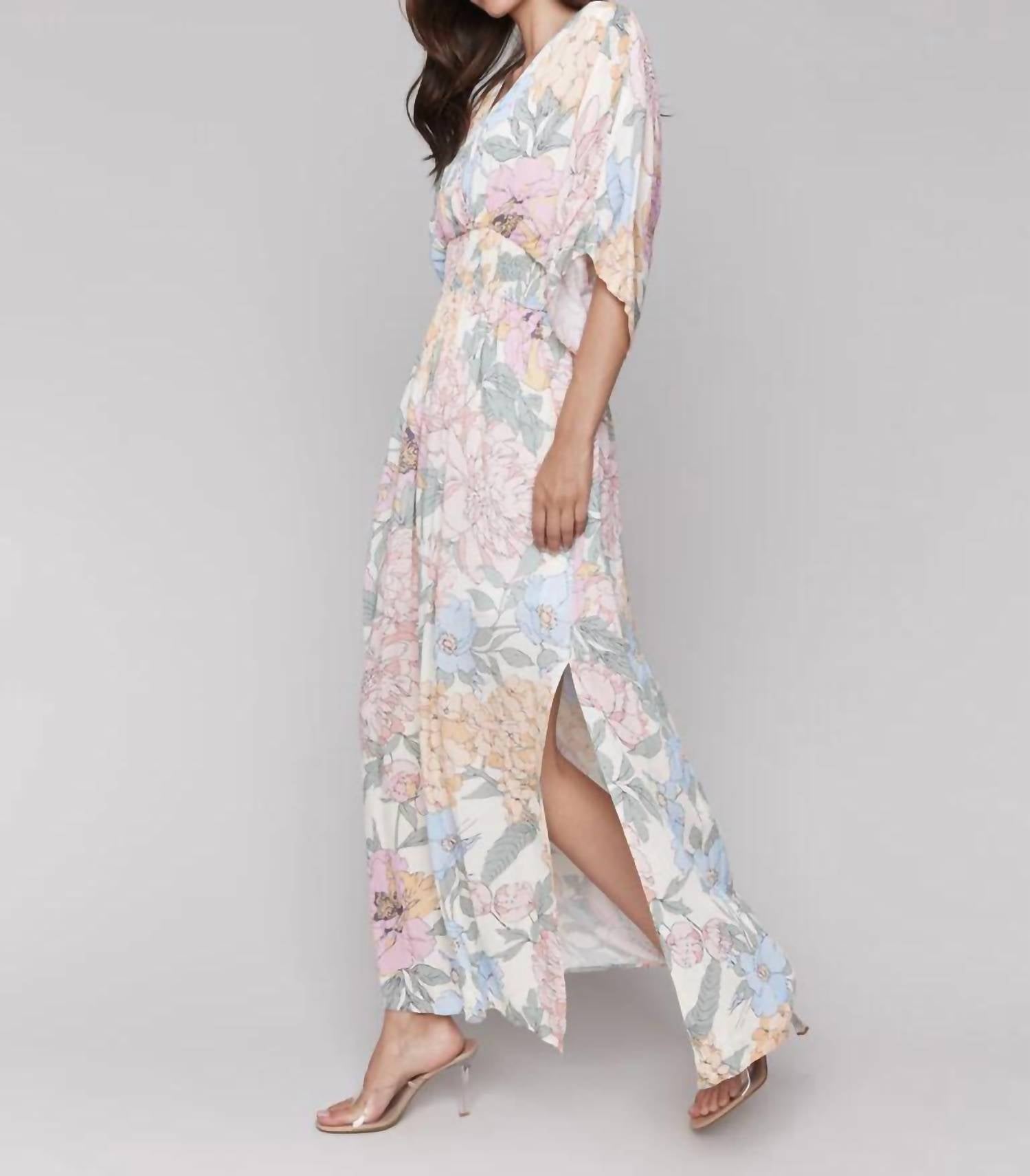 CHARLIE B Floral Dolman Maxi Dress in dahlia - women's dress - alternate view