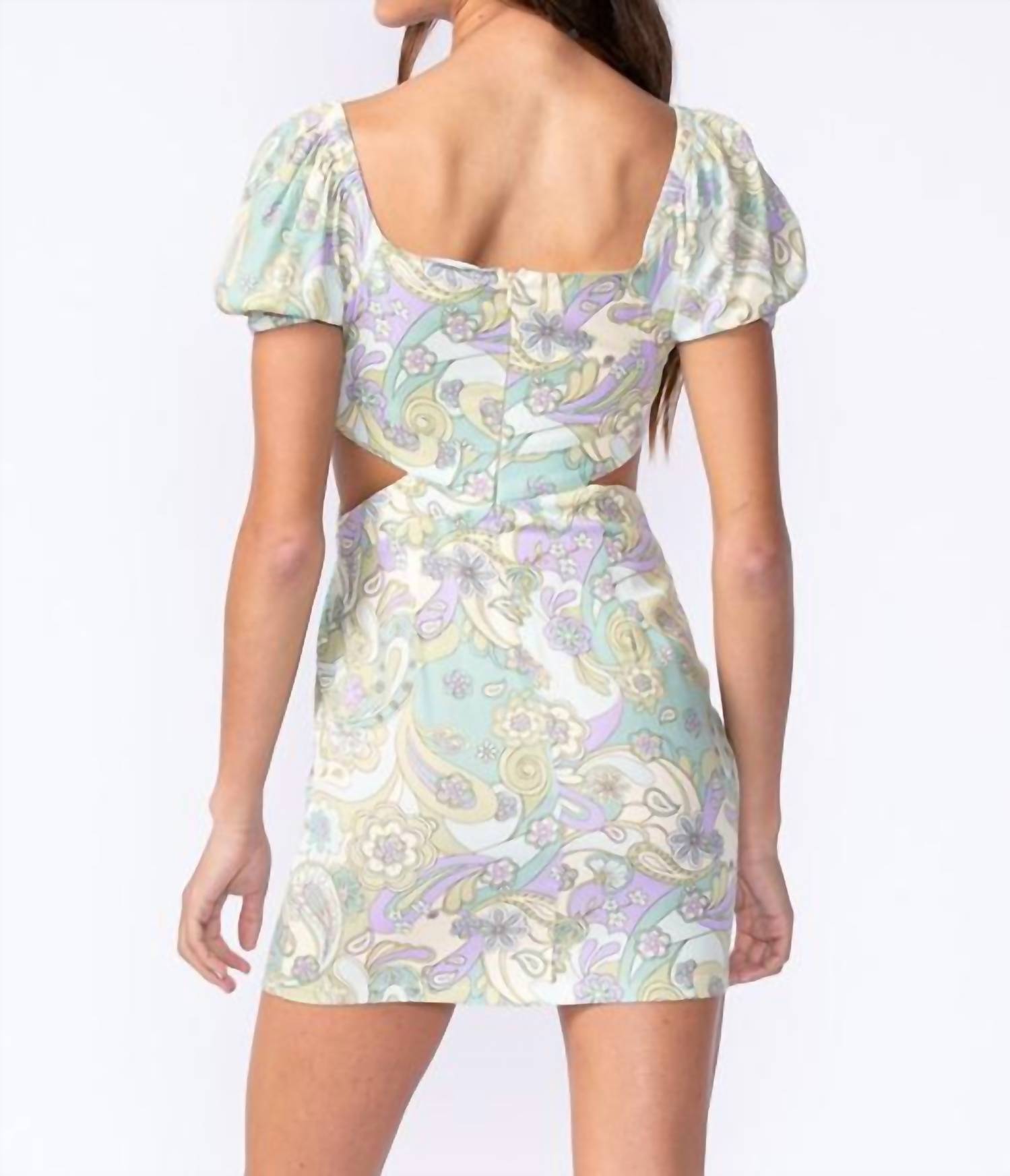 Sky To Moon - Smocked Detal Cutout Floral Dress