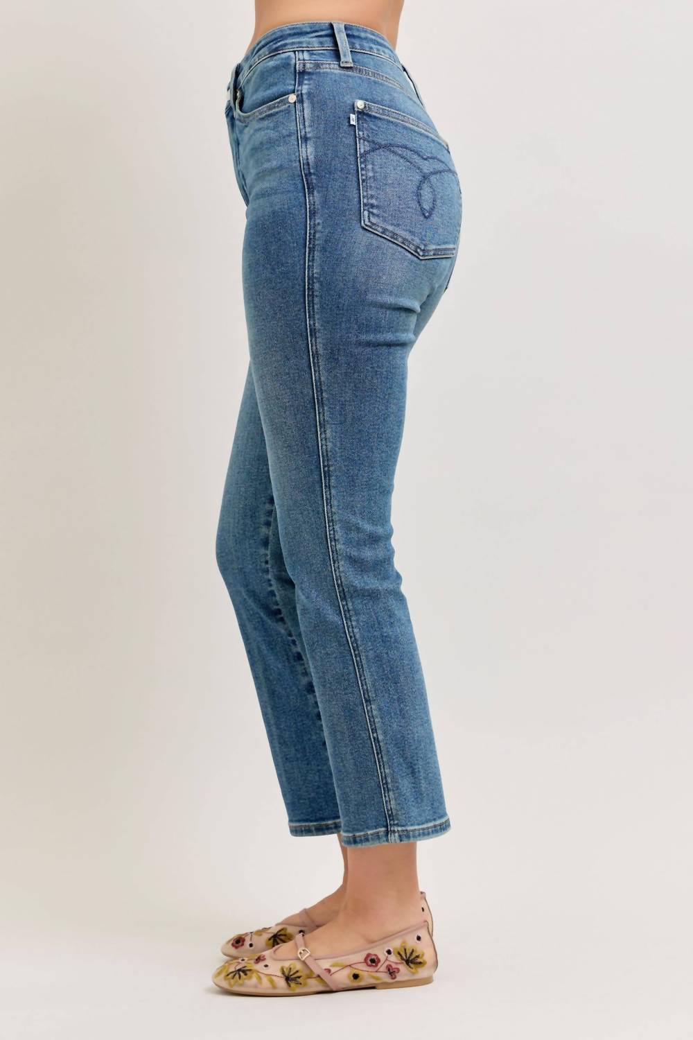 Judy Blue High Kick Waist Flare Jeans in medium wash - women's jeans - alternate view