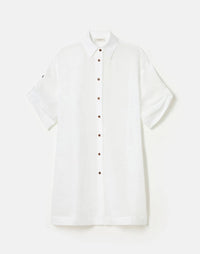 Lafayette 148 Gemma Cloth Voile Sheer Tab Sleeve Shirt in white - women's shirt - detail view