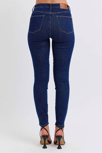 Judy Blue Sleek Sculpt Mid-rise Skinny Jeans in blue - women's jeans - detail view
