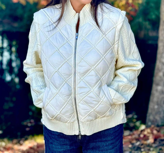 Current Air - Quilted Long Sleeve Sweater Jacket